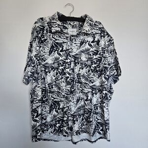 Floral Black and White Mens Button down